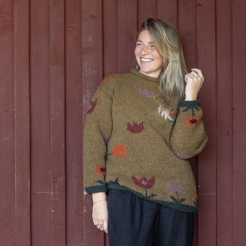 strickpullover Aus Reiner Schafwolle Modell Darosa Ocker Mix 272 von alpengoa