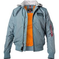 ALPHA INDUSTRIES Herren Blouson blau Mikrofaser unifarben von alpha industries