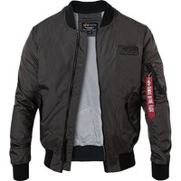 ALPHA INDUSTRIES Herren Blouson grau Mikrofaser unifarben von alpha industries