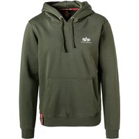 ALPHA INDUSTRIES Herren Hoodie grün Baumwolle unifarben von alpha industries