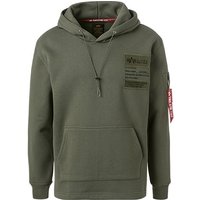 ALPHA INDUSTRIES Herren Hoodie grün Baumwolle unifarben von alpha industries