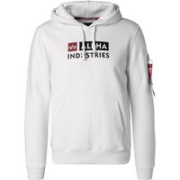 ALPHA INDUSTRIES Herren Hoodie weiß Baumwolle unifarben von alpha industries