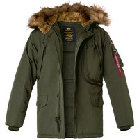 ALPHA INDUSTRIES Herren Parka grün Mikrofaser unifarben von alpha industries
