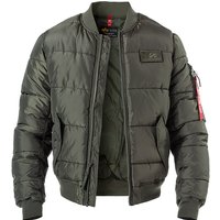 ALPHA INDUSTRIES Herren Steppjacke grün Mikrofaser unifarben von alpha industries