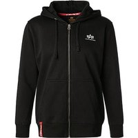 ALPHA INDUSTRIES Herren Sweatjacke schwarz Baumwolle unifarben von alpha industries