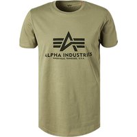 ALPHA INDUSTRIES Herren T-Shirt grün Baumwolle von alpha industries