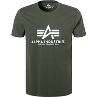 ALPHA INDUSTRIES Herren T-Shirt grün Baumwolle von alpha industries