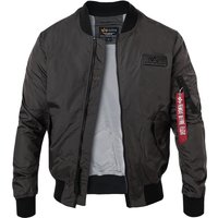 ALPHA INDUSTRIES Herren Blouson grau Mikrofaser unifarben von alpha industries