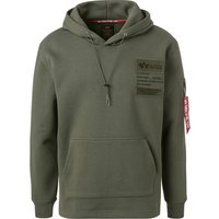 ALPHA INDUSTRIES Herren Hoodie grün Baumwolle unifarben von alpha industries