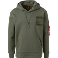 ALPHA INDUSTRIES Herren Hoodie grün Baumwolle unifarben von alpha industries