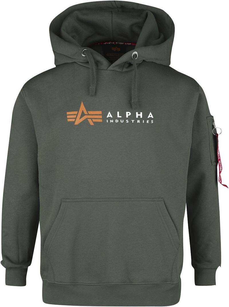 Alpha Industries Alpha Label Hoody Kapuzenpullover oliv in S von alpha industries