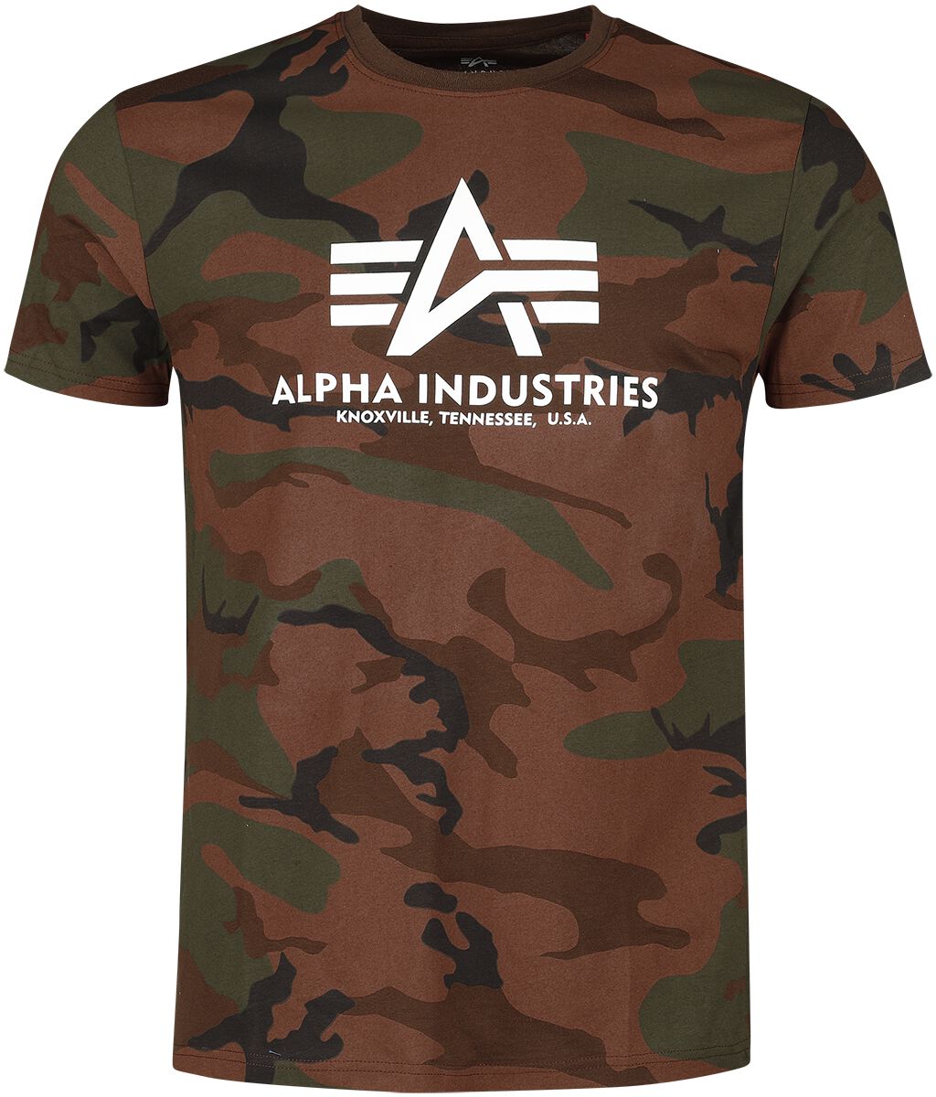 Alpha Industries - Camouflage/Flecktarn T-Shirt - BASIC T CAMO - S - für Männer - Größe S - braun von alpha industries