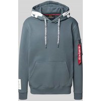 Alpha Industries Hoodie mit Känguru-Tasche und seitlicher Reißverschlusstasche in Hellblau, Größe XXL von alpha industries