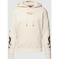 Alpha Industries Hoodie mit Label-Print Modell 'DRAGON' in Ecru, Größe L von alpha industries