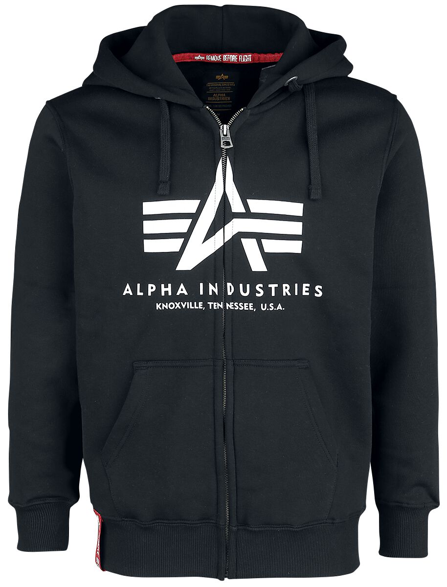 Alpha Industries Kapuzenjacke - Basic Zip Hoody - M bis L - für Männer - Größe M - schwarz von alpha industries