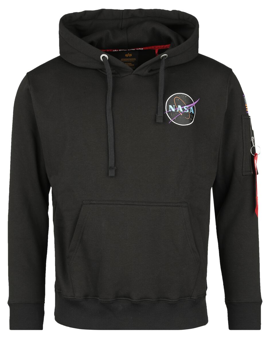 Alpha Industries Kapuzenpullover - Space Shuttle Hoody - S bis XXL - für Männer - Größe L - schwarz von alpha industries