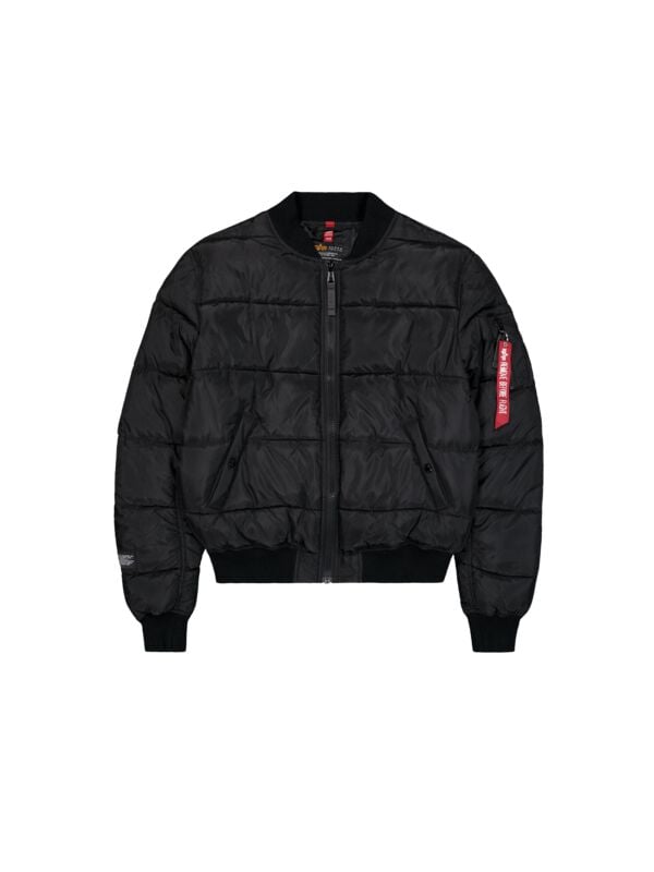 Alpha Industries MA-1 Logo Puffer Bomberjacke schwarz in S von alpha industries