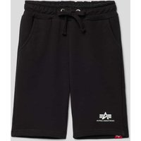 Alpha Industries Straight Leg Shorts mit Label-Print in Black, Größe 140 von alpha industries