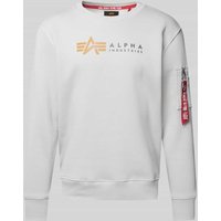 Alpha Industries Sweatshirt mit Label-Print und Reißverschlusstasche in Hellgrau, Größe XXL von alpha industries
