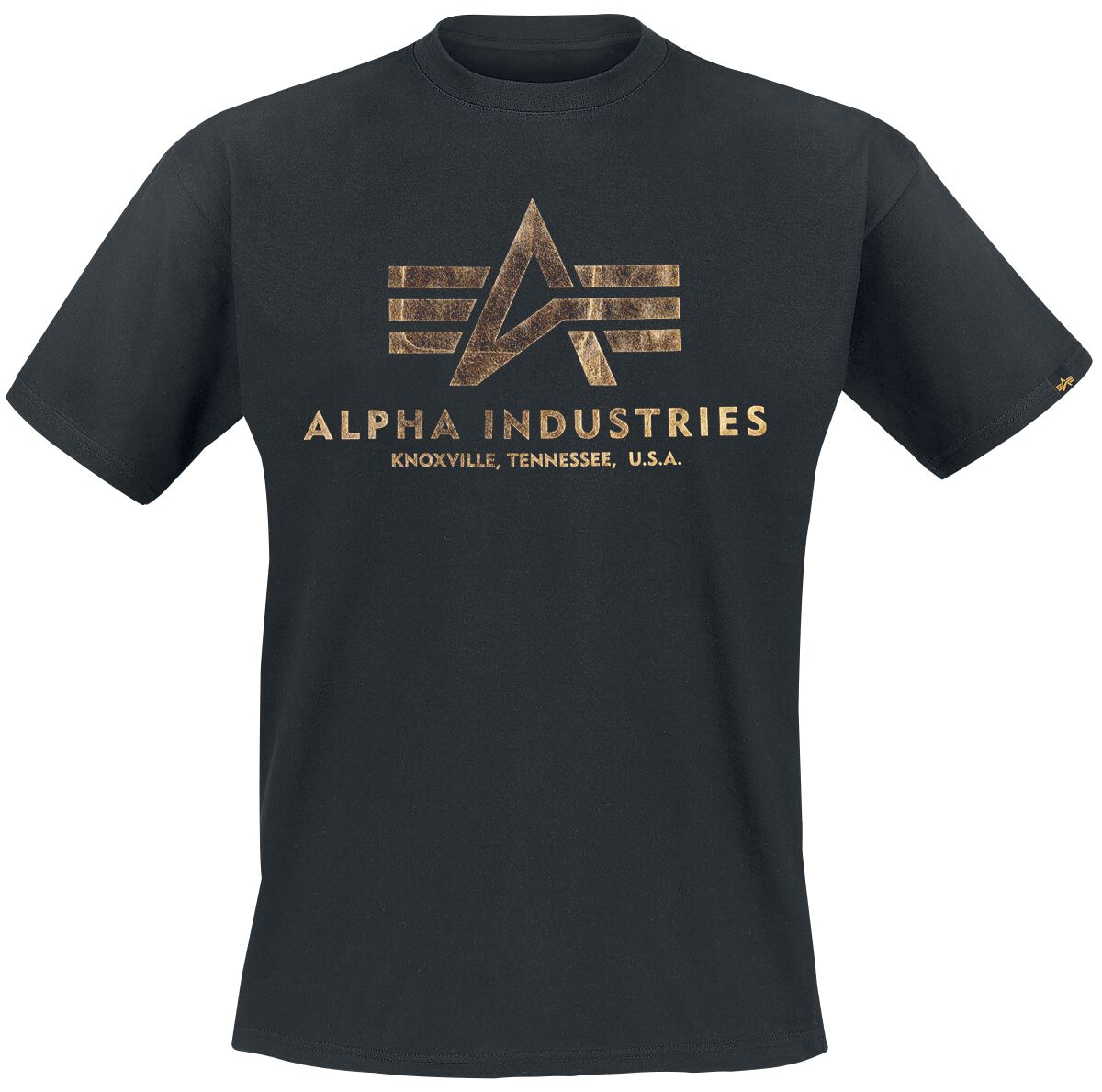 Alpha Industries T-Shirt - Basic T - S bis 3XL - für Männer - Größe L - schwarz/goldfarben von alpha industries