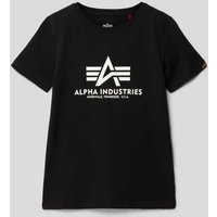 Alpha Industries T-Shirt mit Label-Print Modell 'Basic' in Black, Größe 140 von alpha industries