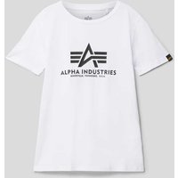 Alpha Industries T-Shirt mit Label-Print Modell 'Basic' in Weiss, Größe 152 von alpha industries