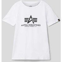 Alpha Industries T-Shirt mit Label-Print Modell 'Basic' in Weiss, Größe 164 von alpha industries