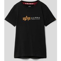 Alpha Industries T-Shirt mit Label-Print Modell 'Label' in Black, Größe 152 von alpha industries