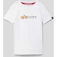 Alpha Industries T-Shirt mit Label-Print Modell 'Label' in Weiss, Größe 140 von alpha industries