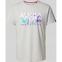 Alpha Industries T-Shirt mit Label-Print Modell 'Nebula' in Hellgrau, Größe XXL von alpha industries