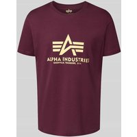 Alpha Industries T-Shirt mit Label-Print in Bordeaux, Größe XXL von alpha industries