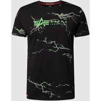 Alpha Industries T-Shirt mit Label-Print in Metallic Black, Größe S von alpha industries