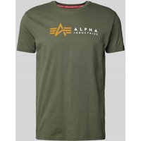 Alpha Industries T-Shirt mit Label-Print in Oliv, Größe M von alpha industries