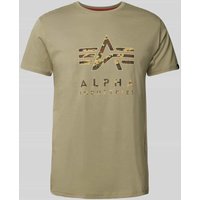 Alpha Industries T-Shirt mit Label-Print in Oliv, Größe XL von alpha industries