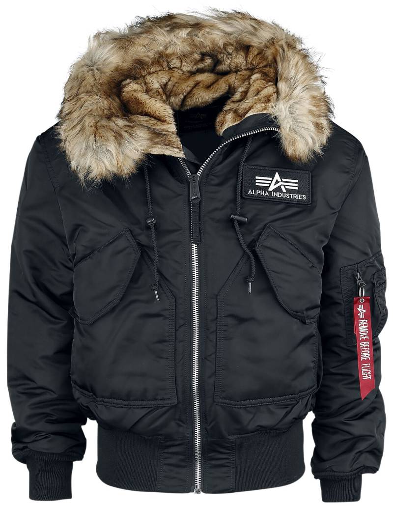 Alpha Industries Winterjacke - 45P Hooded Custom - L bis XXL - für Männer - Größe XXL - schwarz von alpha industries
