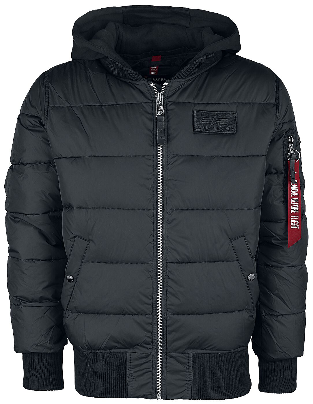 Alpha Industries Winterjacke - MA-1 ZH Back Print Puffer FD - S bis XXL - für Männer - Größe L - schwarz von alpha industries