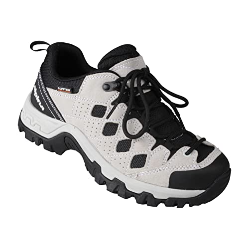 Alpina Damen Schnürer Darina Low aus echtem Leder und wasserabweisender und atmungsaktiver AlpitexMembran in Weite H, Trekking Halbschuh mit Einlegesohle 42 grau von Alpina