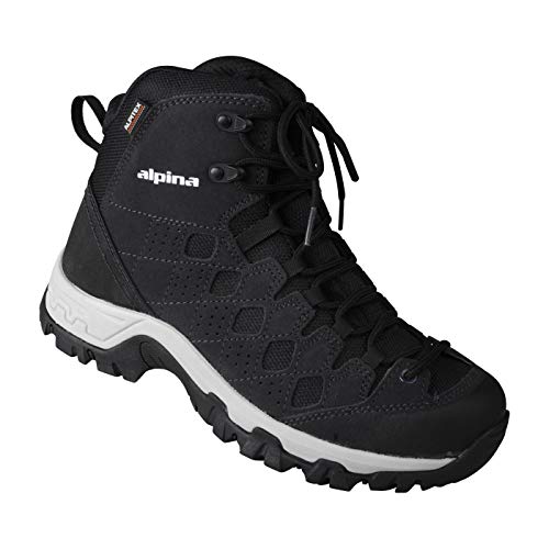 Alpina Herren Schnürer Dan aus echtem Leder mit atmungsaktiver und wasserabweisender Alpitex Membran in Weite H Trekkingstiefel mit Einlegesohle 43 schwarz von Alpina