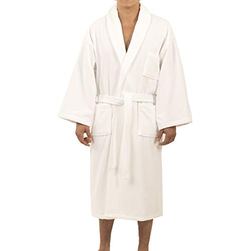 alpine swiss Aiden Herren Baumwollfrottee Bademantel Schalkragen Velours Spa Robe WHT ML von alpine swiss