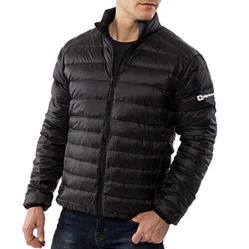 alpine swiss Niko Herren Daunen Alternative Jacke Puffermantel Packbare warme Isolierung & leichte BLK 1XL von alpine swiss