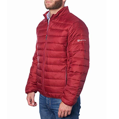 alpine swiss Niko Herren Daunen Alternative Jacke Puffermantel Packbare warme Isolierung & leichtes ROT LRG von alpine swiss