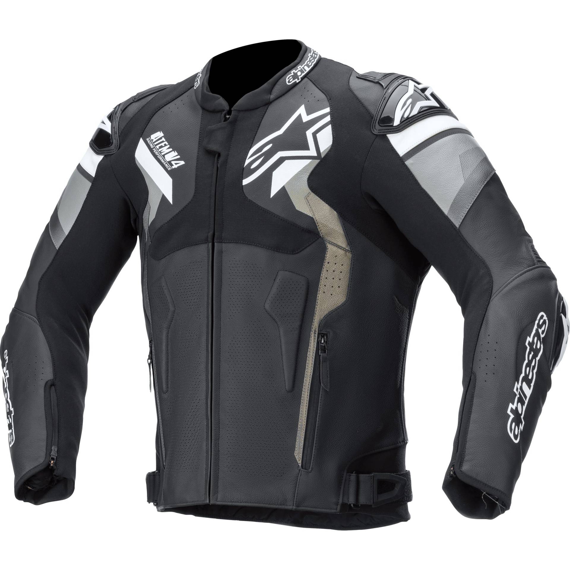 Alpinestars Atem V4 Lederjacke schwarz/grau/weiß 48 Herren von alpinestars