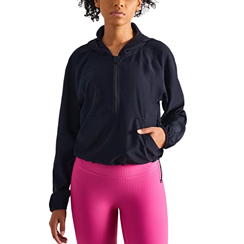 altiland Damen Laufjacke Trainingsjacke Leichte Outdoor Sport UV Jacke 1/2 Reißverschluss mit Taschen UPF 50+(Schwarz, L) von altiland