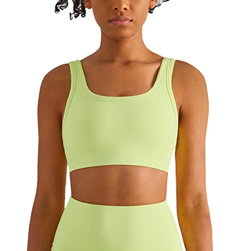 altiland Damen Sport BH Push Up Gepolstert Crop Top Fitness Yoga Bra Starker Halt Bequem ohne Bügel(Neongelb,M) von altiland