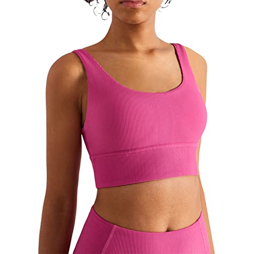 altiland Damen Sport BH Push Up Gepolstert Crop Top Fitness Yoga Bra Starker Halt Bequem ohne Bügel(Rosa Litschi,S) von altiland