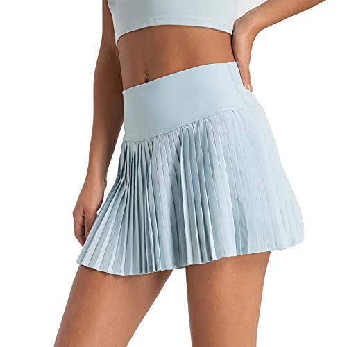 altiland Womens' Cool Feeling Pleated Tennis Athletic Running Mini Skirts with Shorts 3" (Baby Blue, XL) von altiland