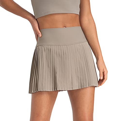 altiland Womens' Cool Feeling Pleated Tennis Athletic Running Mini Skirts with Shorts 3" (Gravel, S) von altiland