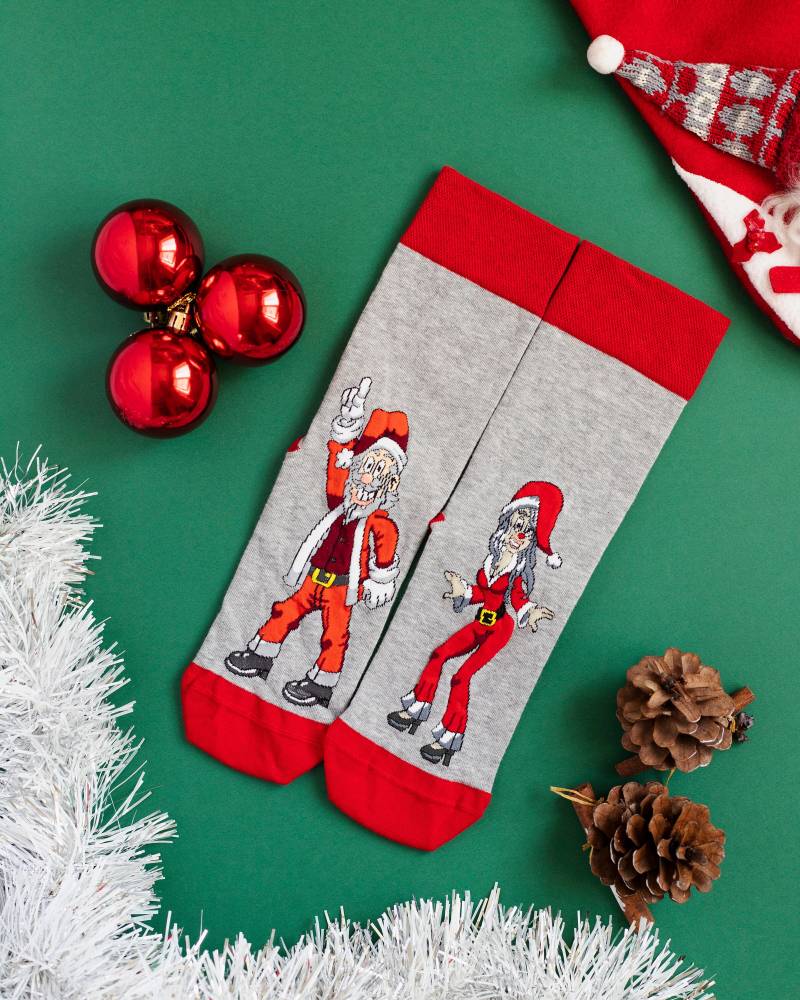Weihnachtssocken - Weihnachtsgeschenk Merry Christmas Weihnachtsmann Party Dance Adventsgeschenk Bunte Socken von altisocks