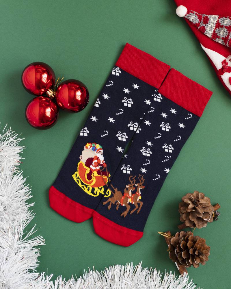 Weihnachtssocken - Weihnachtsgeschenk Merry Christmas Weihnachtsmann Rentier Adventsgeschenk Bunte Socken von altisocks