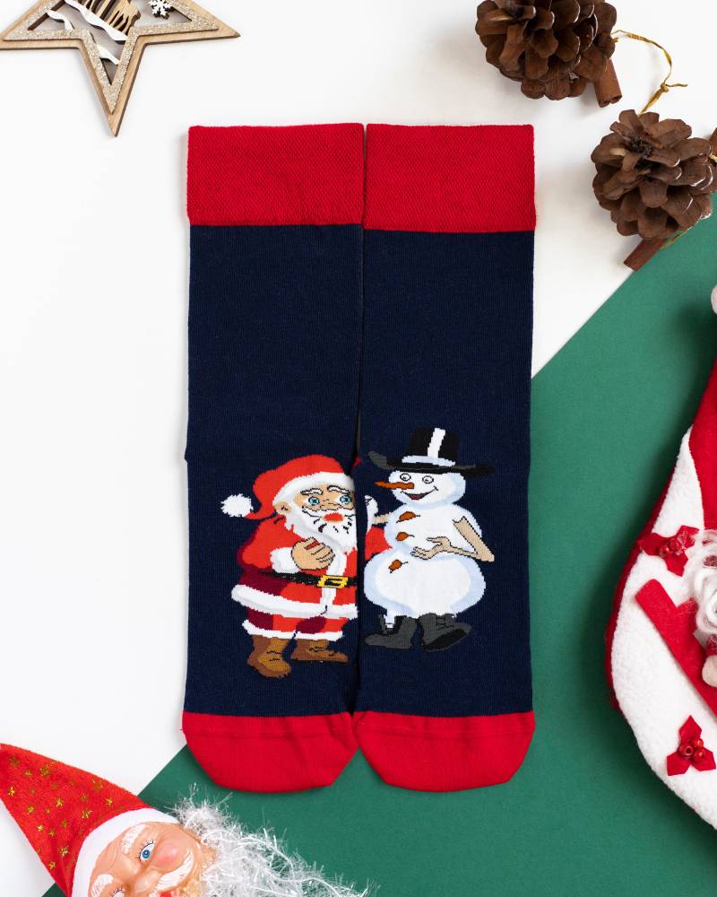 Weihnachtssocken - Weihnachtsgeschenk Merry Christmas Weihnachtsmann Schneemann Winter Adventsgeschenk Bunte Socken von altisocks